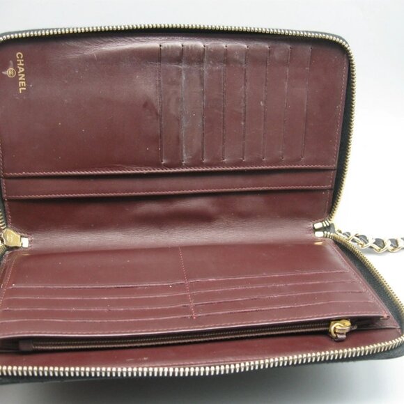 Vintage Chanel Black Caviar Leather Leather Long Bag Wallet - Picture 11 of 16